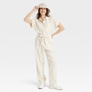 Short-Sleeve Cream Boilersuit Universal Thread Size 6 NWT